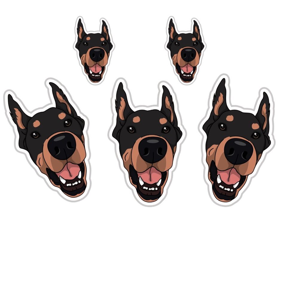 Doberman‎ Stickers Vinyl  (Set of 5) - Picture 3 of 3